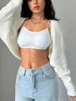 Cropped Knit Open Front Cardigan  Style Ratio