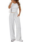 Round Neck Short Sleeve Shirt and Pants Loungewear  Style Ratio