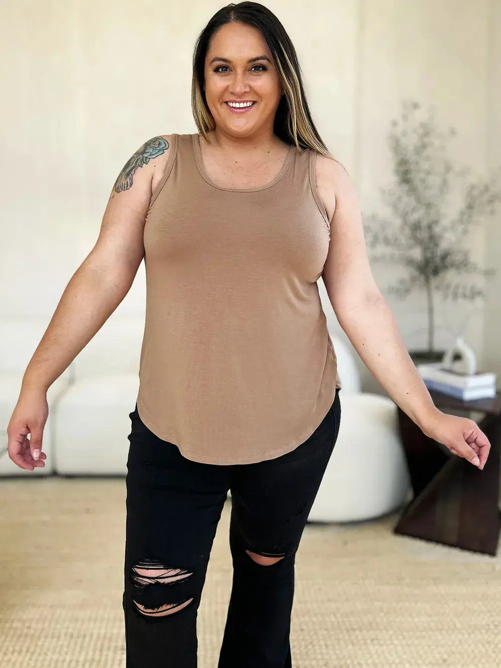 Basic Bae Full Size Round Neck Curved Hem Tank  Style Ratio