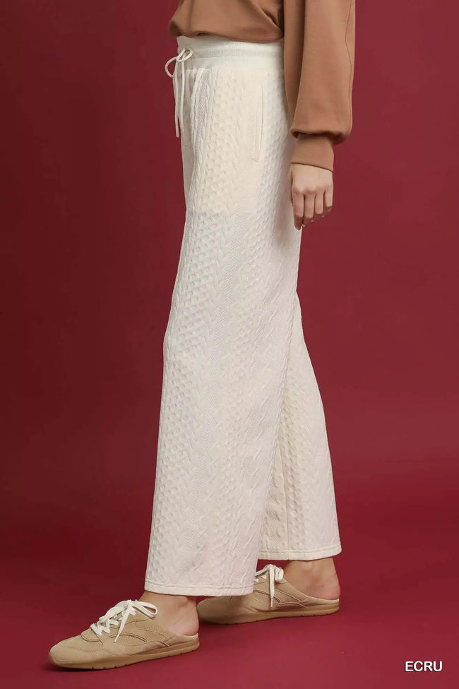 Umgee Cable Knit Textured Wide Leg Pants  Style Ratio