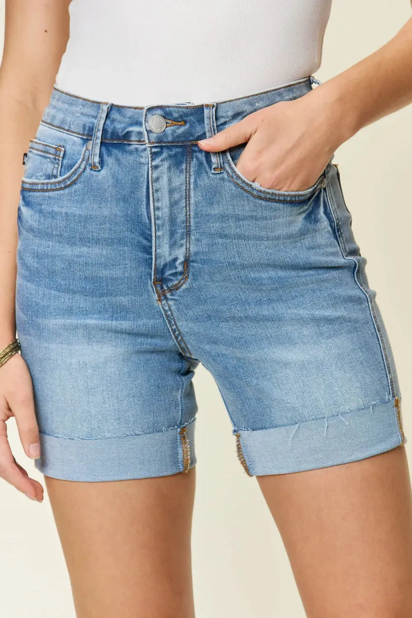 Judy Blue Full Size Tummy Control High Waist Denim Shorts  Style Ratio