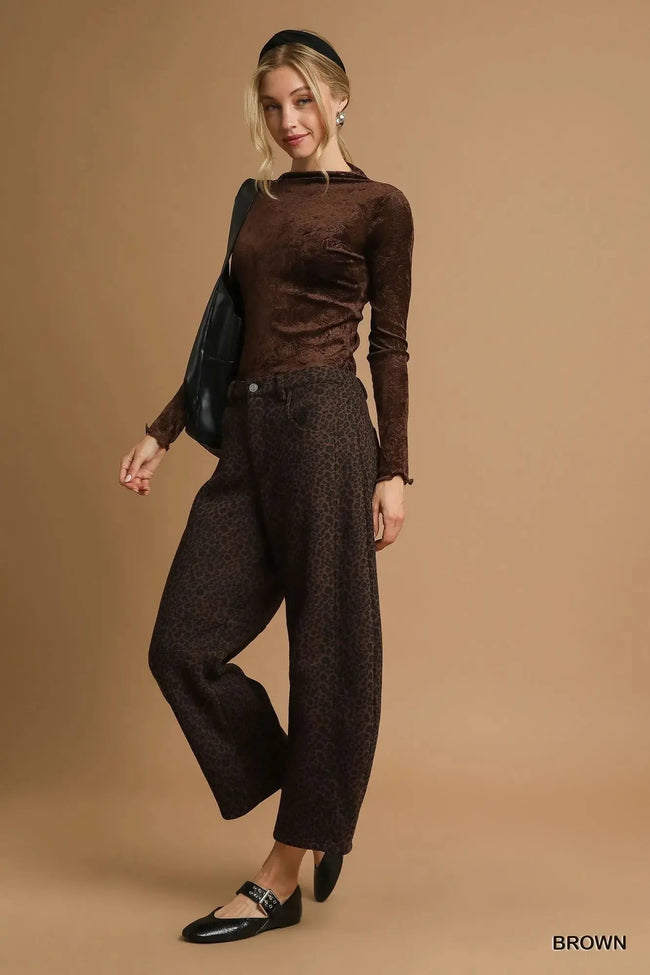 Umgee Leopard Print Wide Leg Pants  Style Ratio