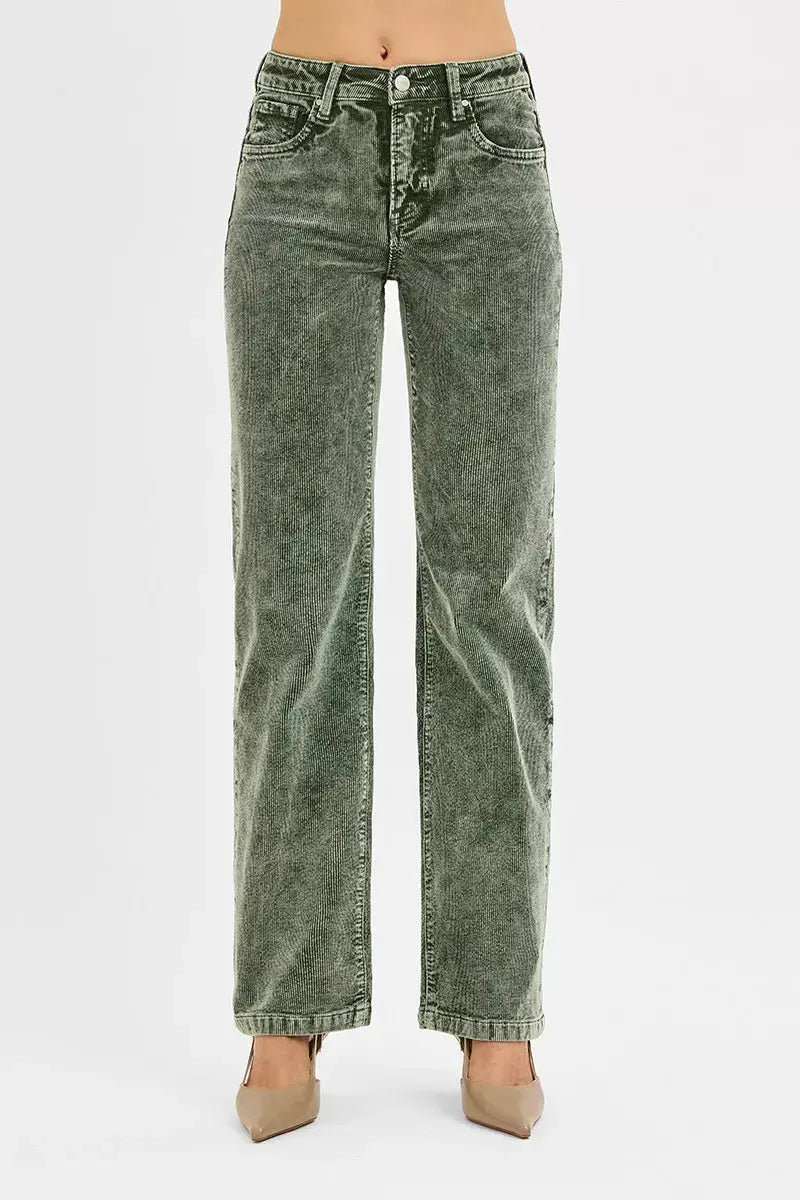 RISEN Tummy Control Mid Rise Straight Leg Corduroy Pants  Style Ratio