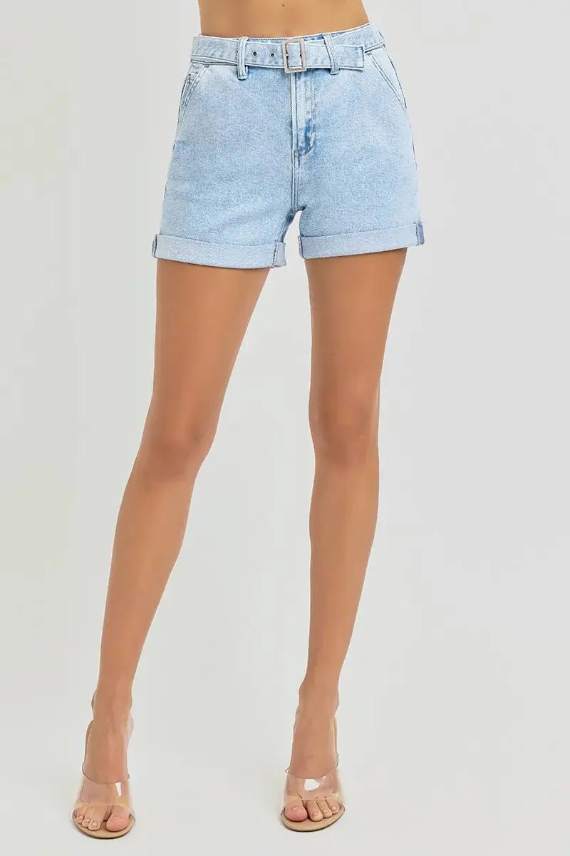 RISEN High Rise Belted Roll Up Shorts  Style Ratio