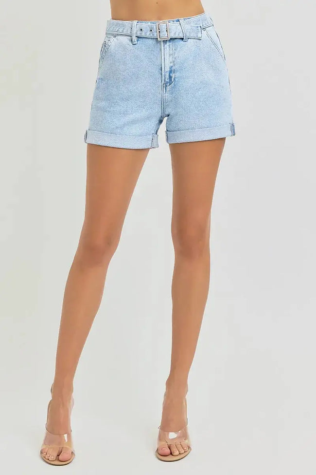 RISEN High Rise Belted Roll Up Shorts  Style Ratio