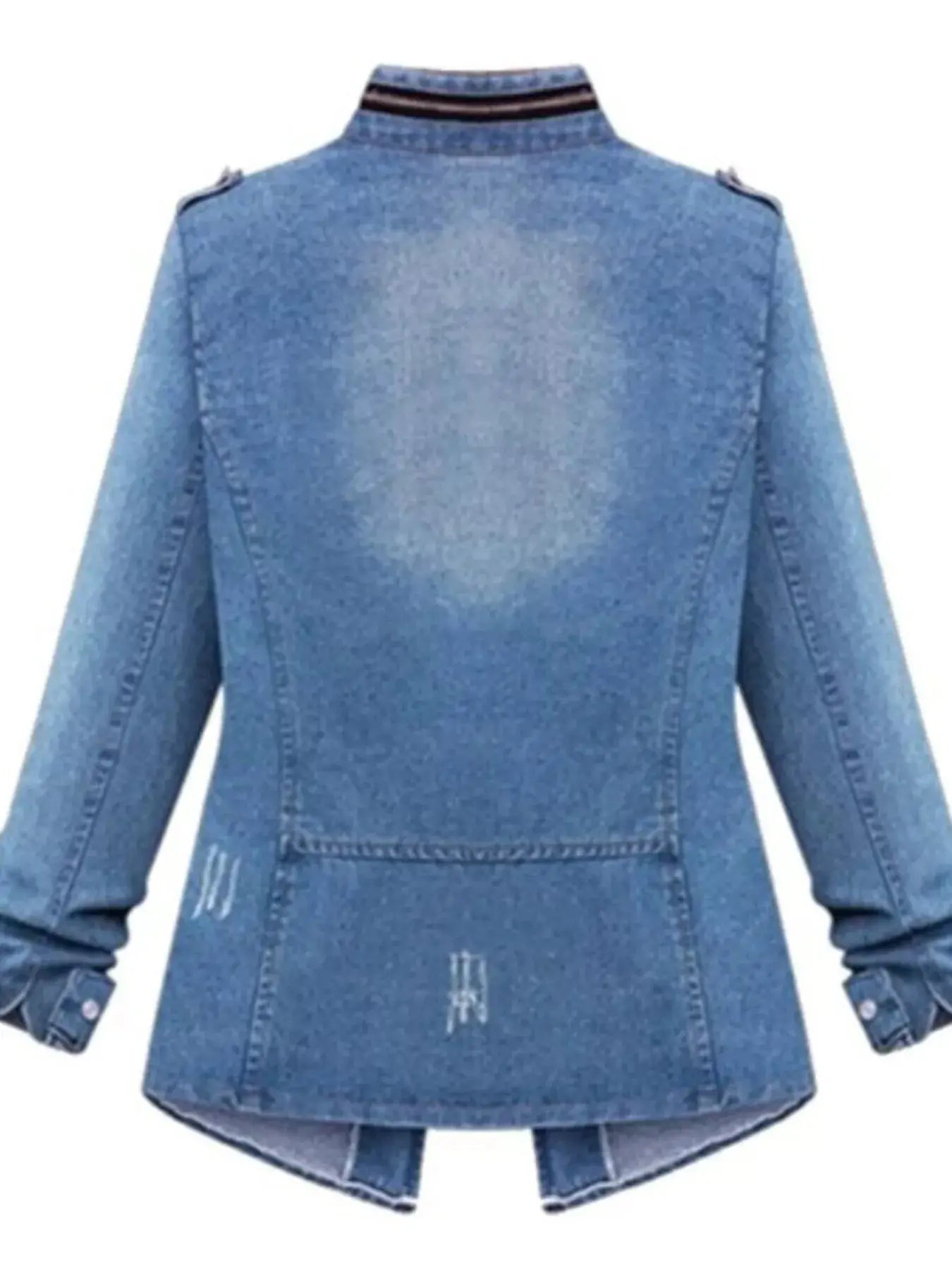 Full Size Chest Pocket Zip Up Denim Jacket  Style Ratio