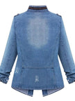 Full Size Chest Pocket Zip Up Denim Jacket  Style Ratio