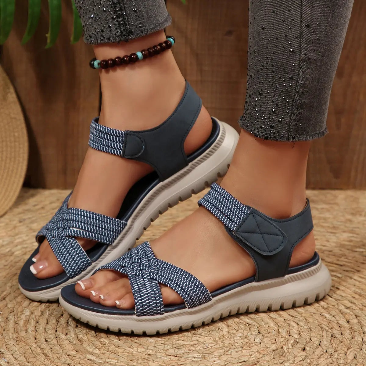Open Toe Woven Strap Sandals  Style Ratio