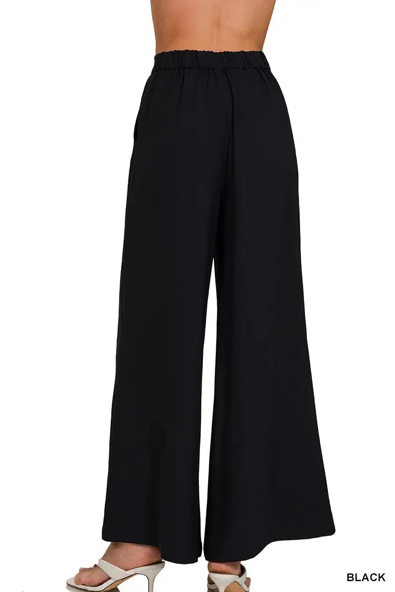 Zenana Relaxed Fit Elastic Waisted Wide Leg Pants  Style Ratio
