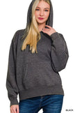 Zenana Fleece Acid Wash Kangaroo Pocket Hoodie  Style Ratio