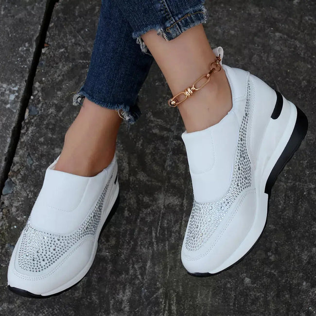 Rhinestone Embellished Wedge Sneakers  Style Ratio