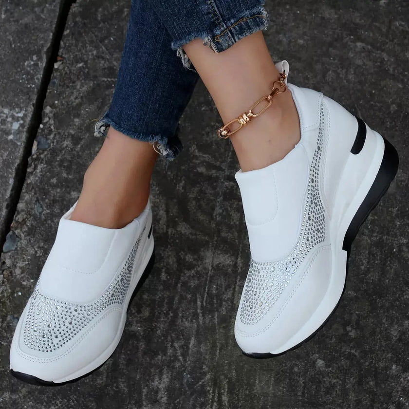 Rhinestone Embellished Wedge Sneakers  Style Ratio
