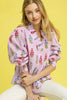 Umgee Floral Print Lantern Sleeve Button Down Blouse  Style Ratio