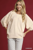 Umgee Satin Jacquard Balloon Sleeve Blouse  Style Ratio