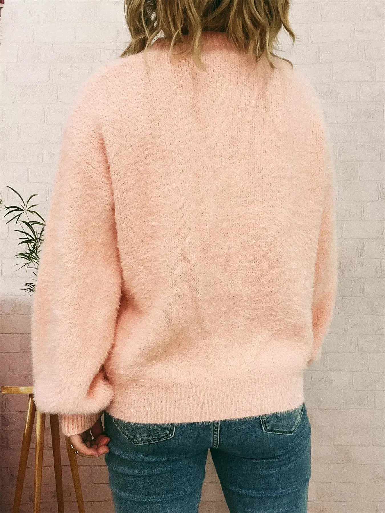 Fuzzy Button-Up Long Sleeve Cardigan  Style Ratio