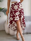Floral Print Ruffle Hem Asymmetrical Skirt  Style Ratio