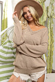 BiBi Raw Edged Popcorn Texture V-neck Sweater  Style Ratio