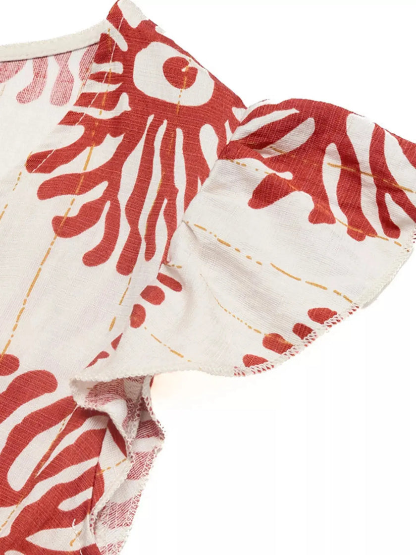 Printed V-Neck Cap Sleeve Dress  Style Ratio