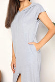 Perfee Short Sleeve Front Slit Hooded Dress  Style Ratio