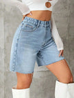 Frayed Hem Denim Shorts  Style Ratio