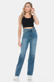 Judy Blue Full Size Tummy Control Cut Raw Hem Straight Jeans  Style Ratio