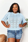 Mandy Ribbed Trim Round Neck Knit Blouse  Style Ratio