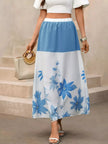 Floral Print Color Block Skirt  Style Ratio
