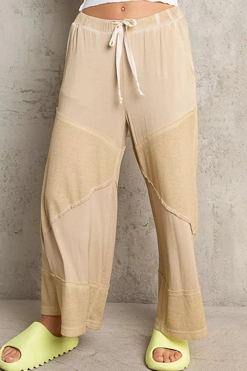 POL Elastic Waistband Wide Leg Pants with Drawstring  Style Ratio