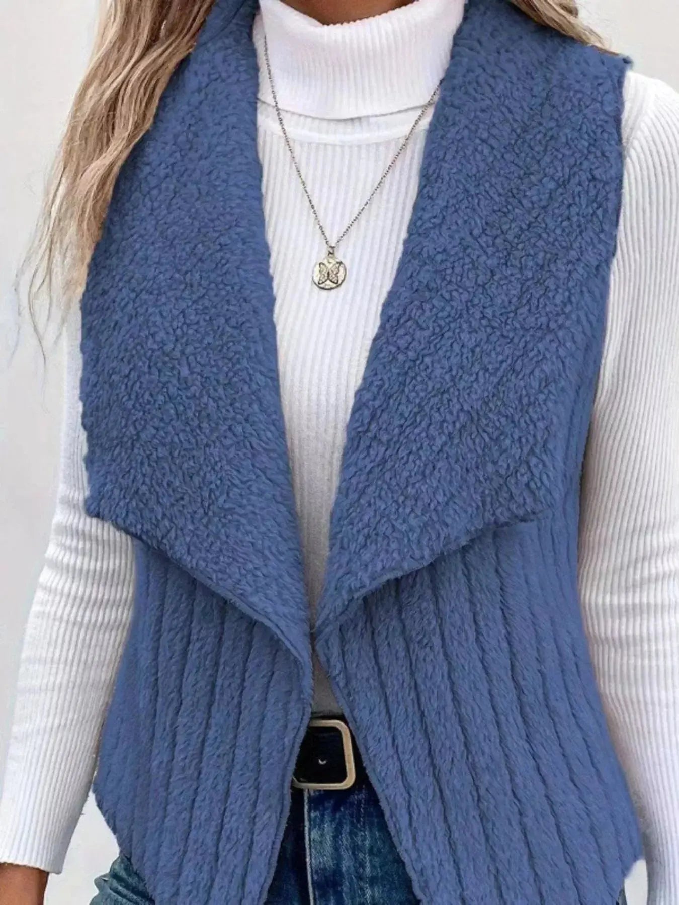 Cozy Fleece Open Front Vest  Style Ratio