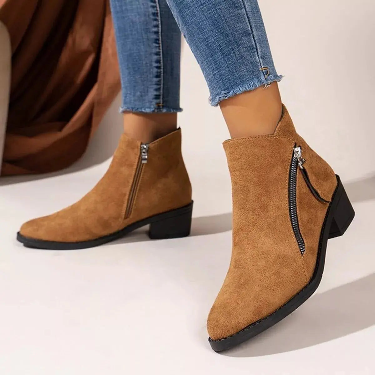 Point Toe Block Heels Boots  Style Ratio
