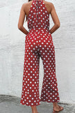Perfee Polka Dot Grecian Wide Leg Jumpsuit  Style Ratio