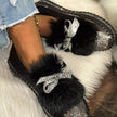 Fuzzy Bowknot Rhinestone Platform Loafers  Style Ratio