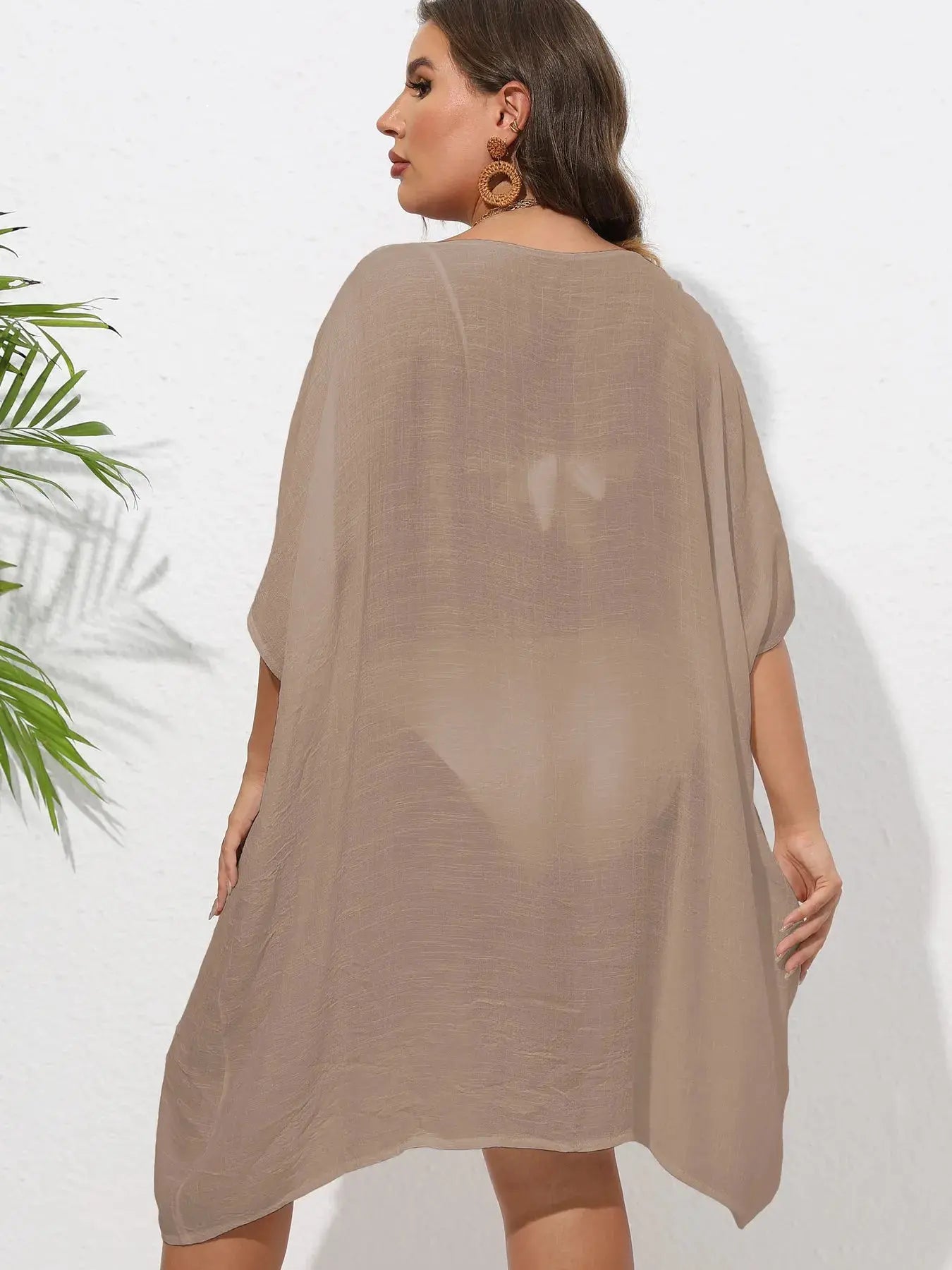 Crochet Trim V-Neck Beach Cover Up  Style Ratio