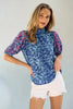 Hailey & Co Embroidered Puff Sleeve Printed Blouse  Style Ratio