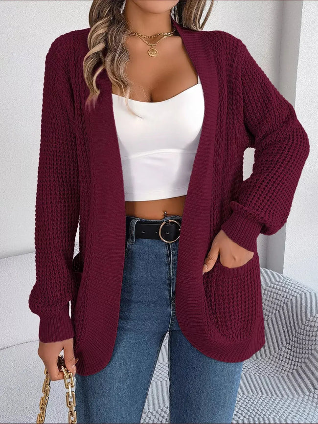Chunky Knit Open Front Cardigan with Pockets  Style Ratio