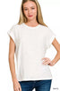 Zenana Slub Cuffed Short Sleeve Tee  Style Ratio