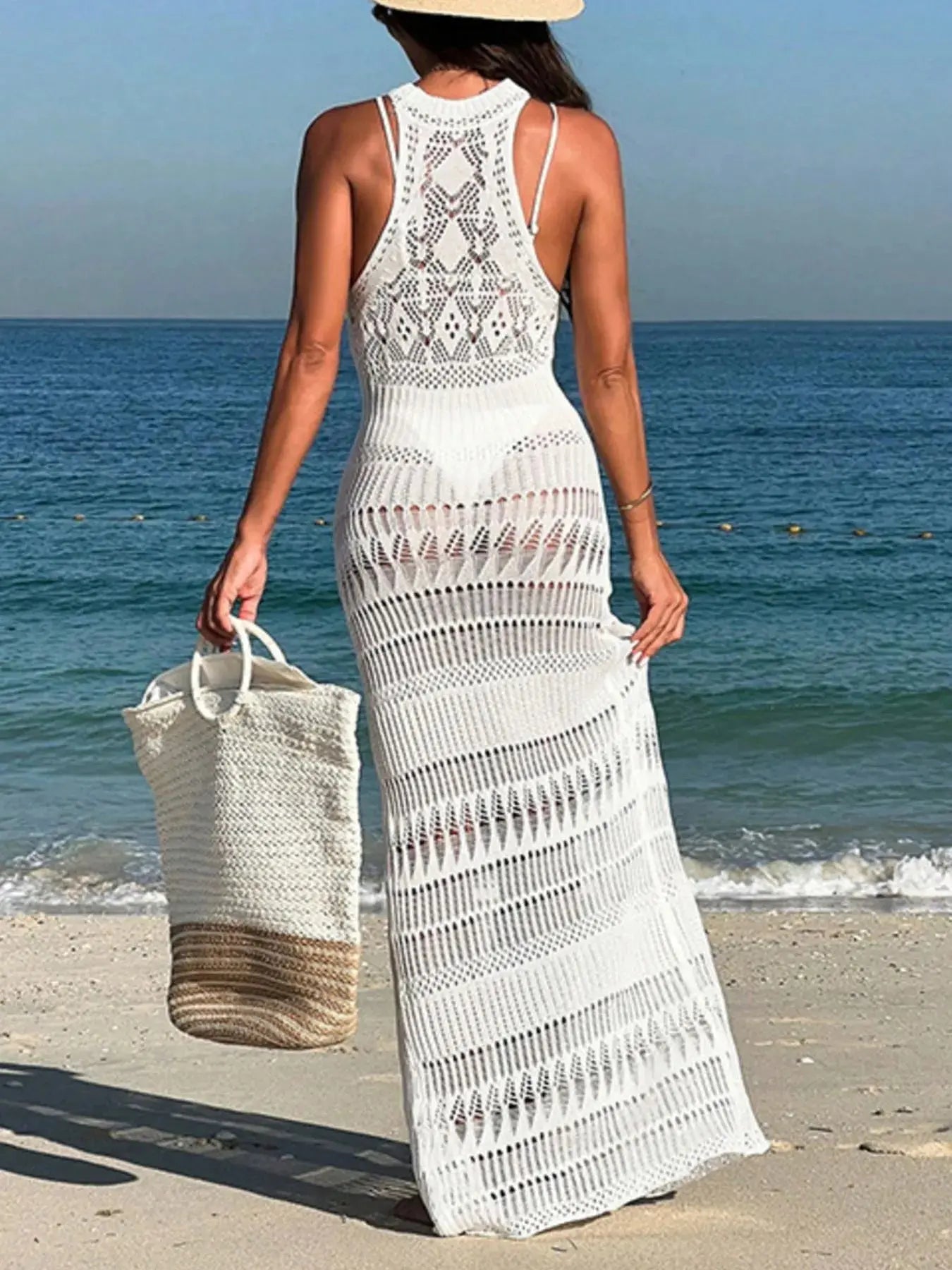 Crochet Sleeveless Split Cover-Up  Style Ratio