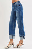 RISEN Mid Rise Ankle Straight Jeans with Cuffed Hem  Style Ratio