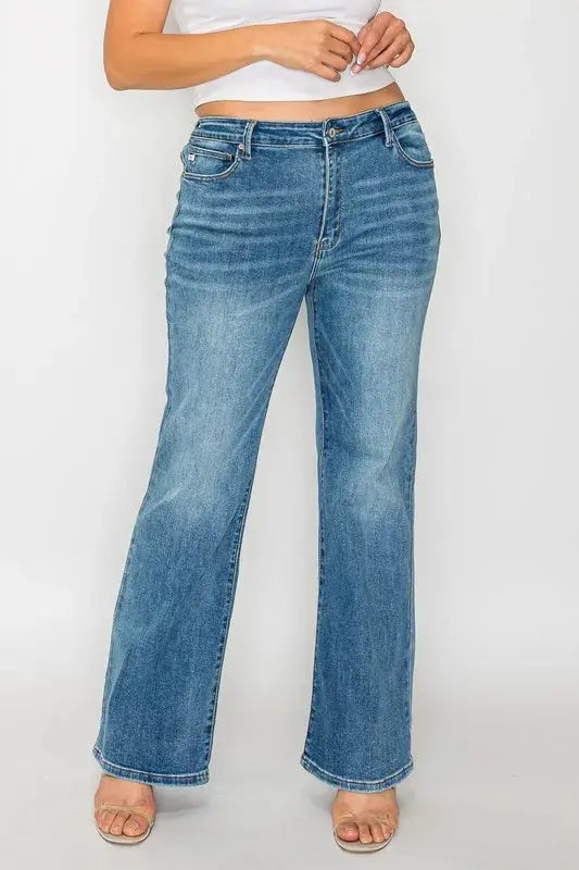 bytos Full Size Cat's Whiskers Mid Rise Bootcut Jeans  Style Ratio