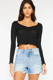 Kancan High Waist Frayed Denim Shorts  Style Ratio
