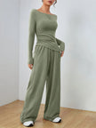 Casual Long Sleeve Top & Wide Leg Pants Set  Style Ratio