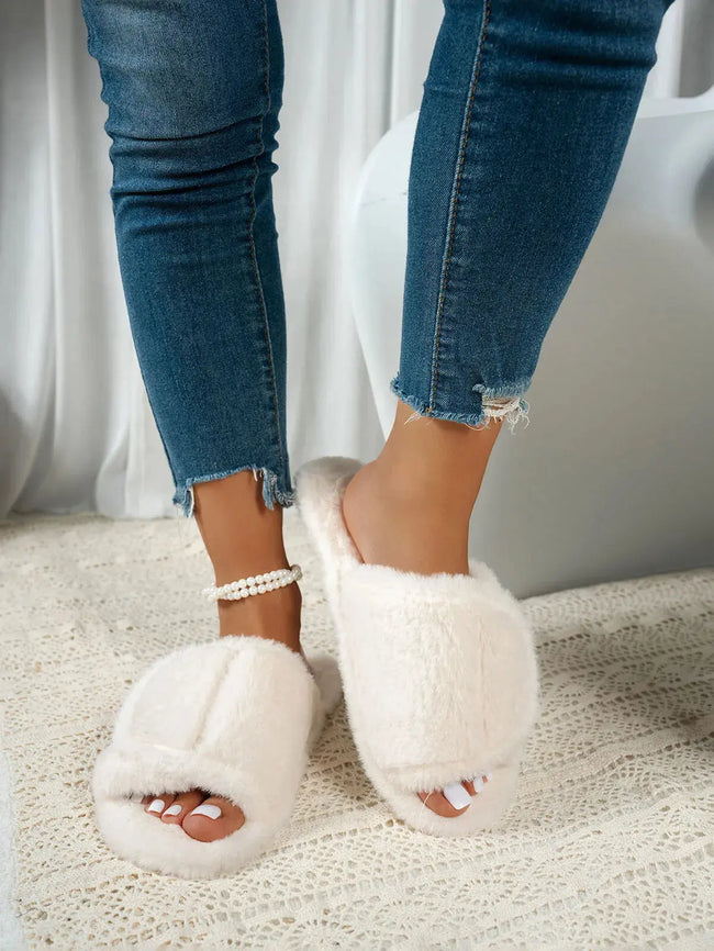 Fuzzy Open Toe Slippers  Style Ratio