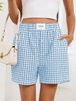 Gingham Elastic Waist Casual Shorts  Style Ratio