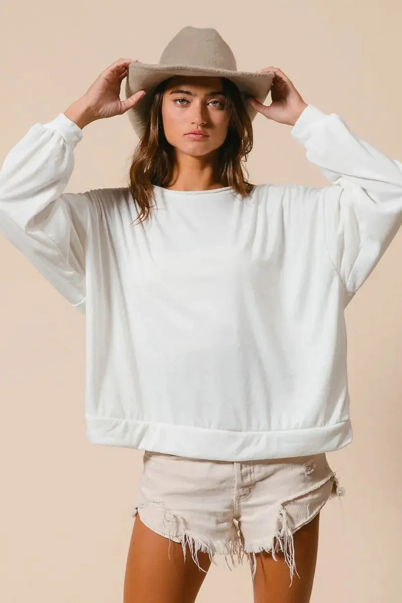 BiBi Loop Terry Pull Over With Cut Edge Band  Style Ratio