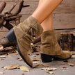 Suede Ankle Boots with Bow Accent  Style Ratio