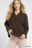 Umgee V-Neck Sweater with Wide Trim Detail  Style Ratio
