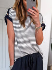Stripe Cuffed Short Sleeve Shirt - Style Ratio