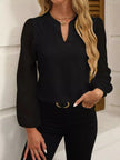 Notched Balloon Sleeve Blouse  Style Ratio
