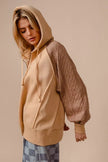 BiBi Half Zip French Terry Hoodie with Kint Sleeves  Style Ratio