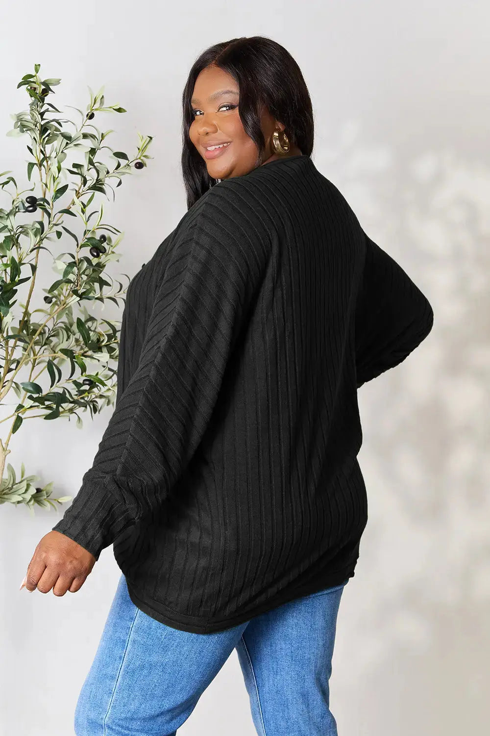 Basic Bae Full Size Ribbed Cocoon Cardigan  Style Ratio